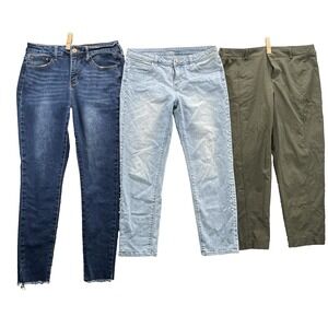 Women's Pants Jeans LOT (3) 10 Skinny Boyfriend Cargo Y2k Gorpcore Preppy Basics
